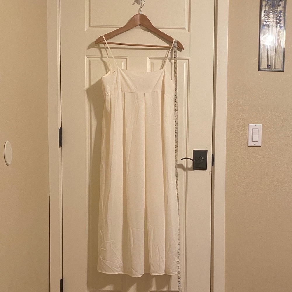 Who What Wear Cream Midi Apron Dress